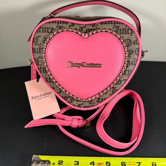 Juicy Couture Taupe DK Brown Love Never Dies Mini Tote Crossbody Pink - NWT - Picture 7 of 7